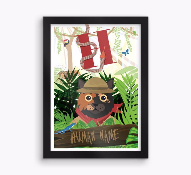 Jungle Initial: Personalised {breedCommonName} Framed Print