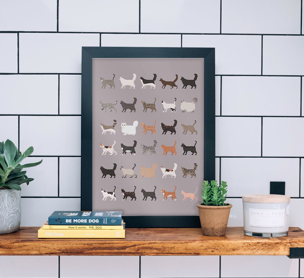 A Great Deal Of Cats: Personalised {breedCommonName} Framed Print - black frame lifestyle