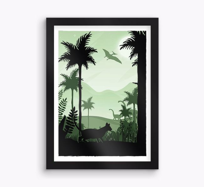 Dinosaur Adventure: Personalised {breedCommonName} Framed Print
