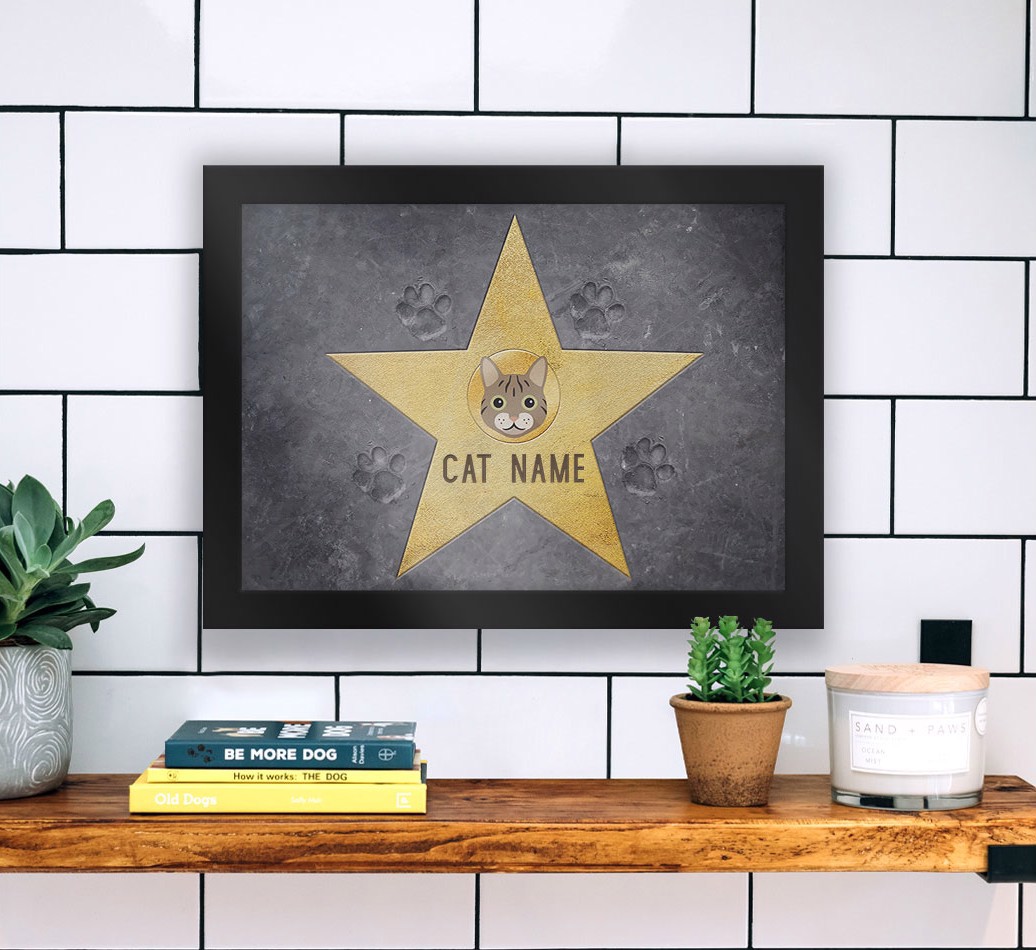 Star of Fame: Personalised {breedFullName} Framed Print - black frame lifestyle