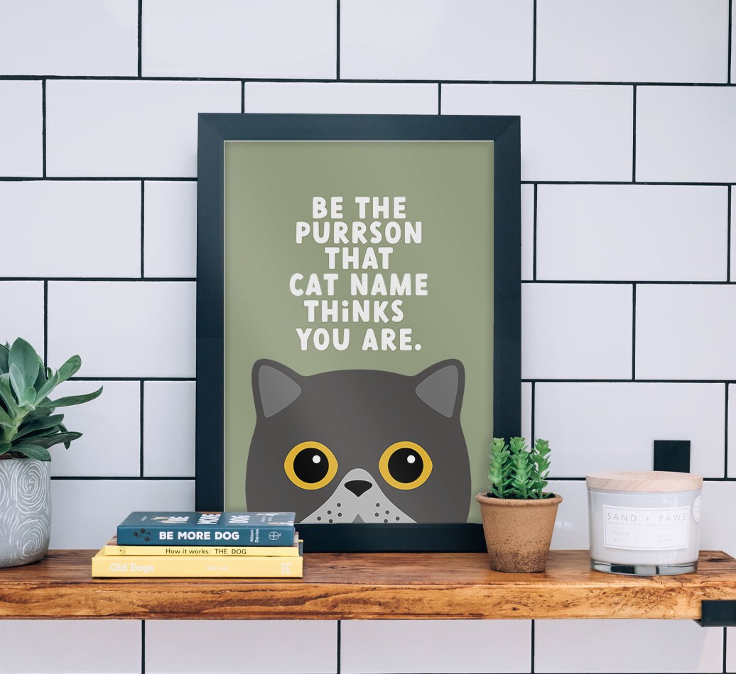 Be The Hooman: Personalised {breedCommonName} Framed Print - black frame lifestyle