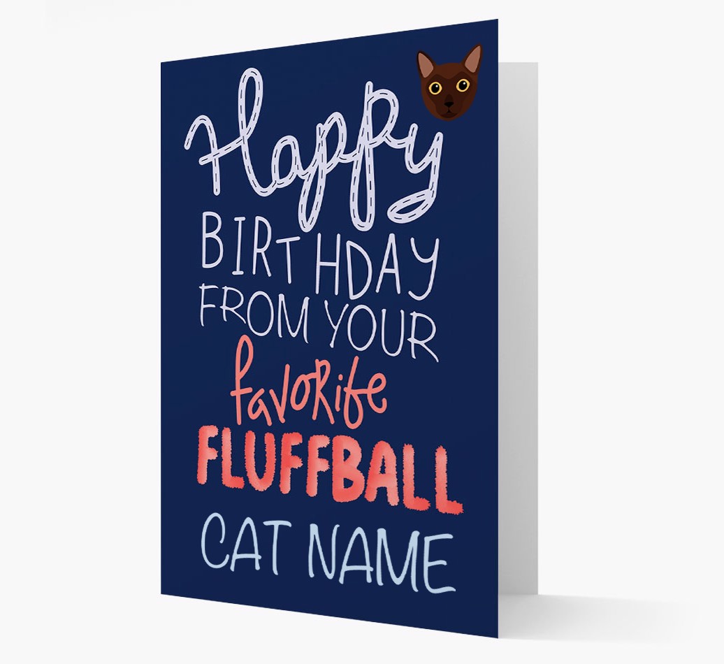 Happy Birthday Fluffball: Personalized {breedCommonName} Card