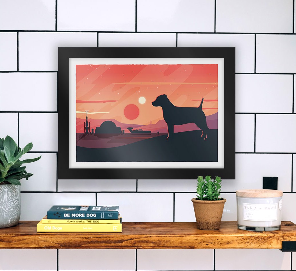 Sci-Fi Adventure: Personalised {breedFullName} Framed Print - black frame lifestyle