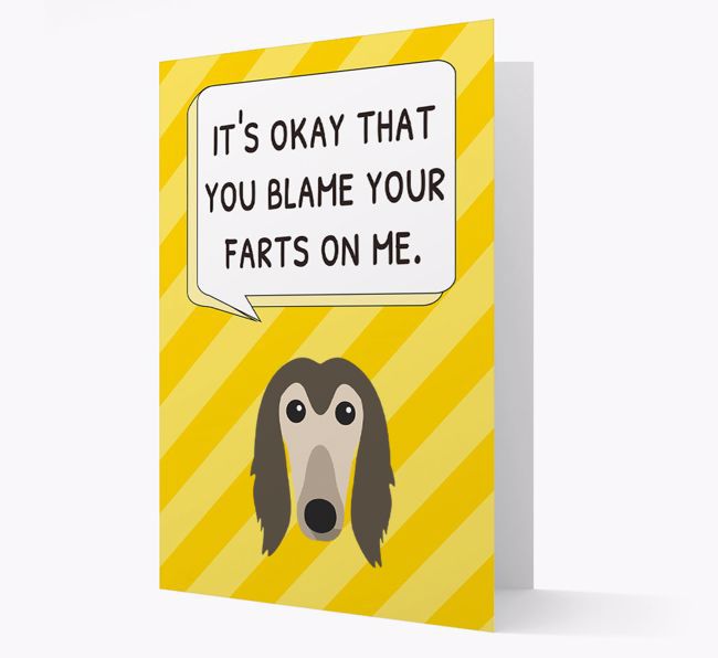 'Blame Your Farts on Me' Card with {breedFullName} Icon