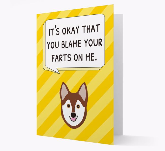 'Blame Your Farts on Me' Card with {breedFullName} Icon