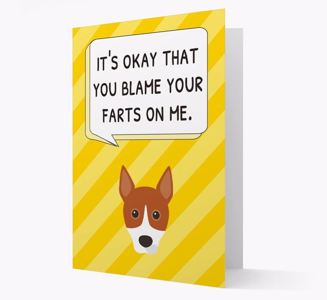 'Blame Your Farts on Me' Card with {breedFullName} Icon