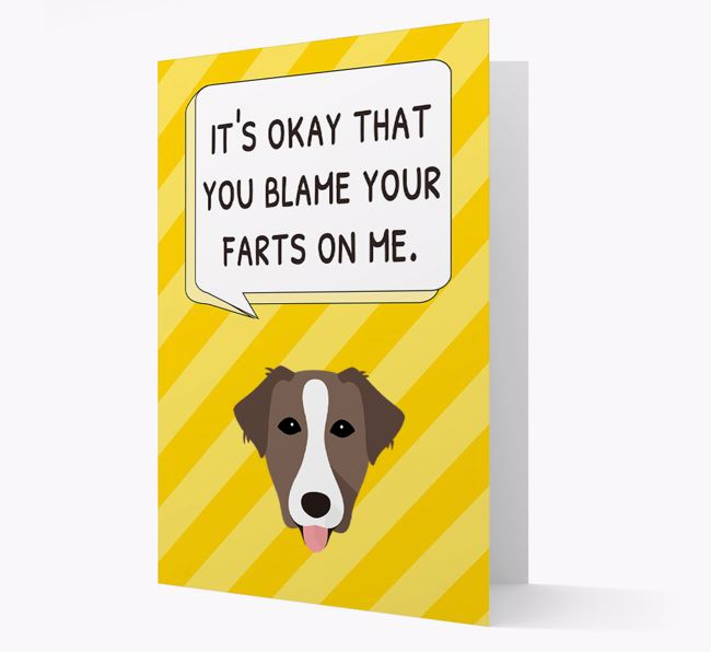 'Blame Your Farts on Me' Card with {breedFullName} Icon