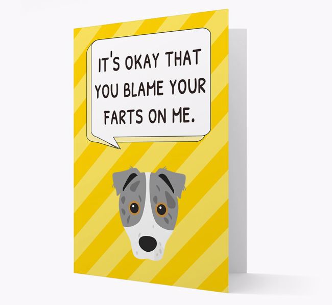 'Blame Your Farts on Me' Card with {breedFullName} Icon