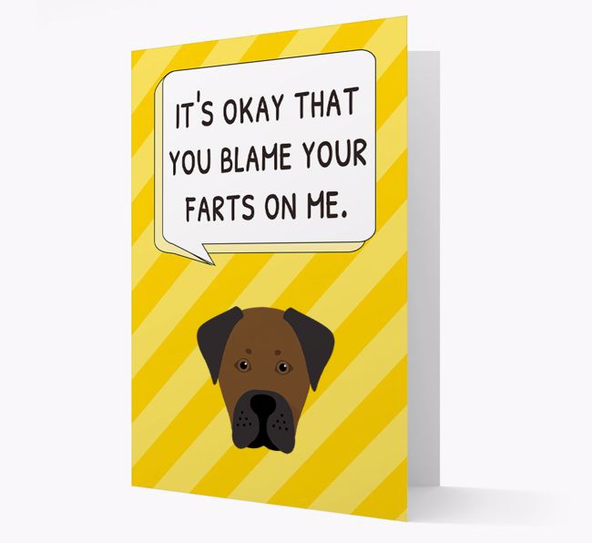 'Blame Your Farts on Me' Card with {breedFullName} Icon