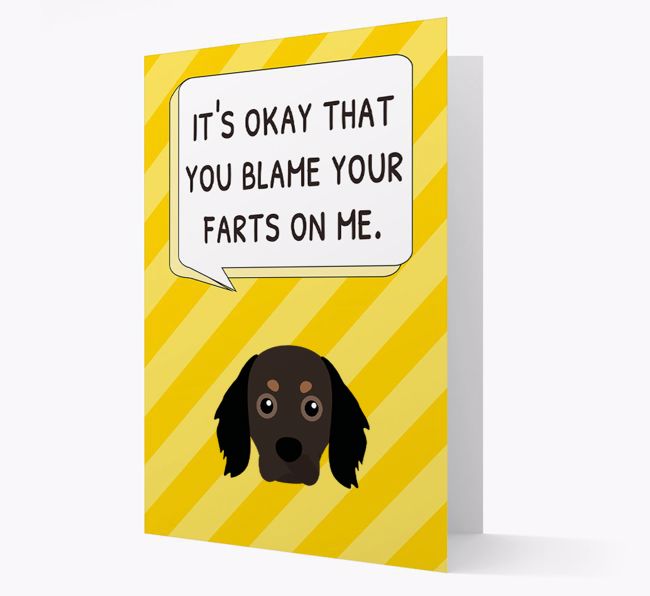 'Blame Your Farts on Me' Card with {breedFullName} Icon