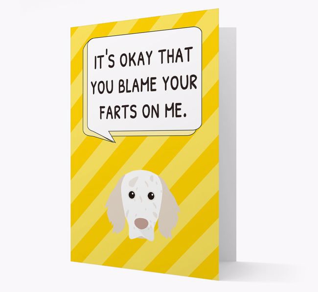 'Blame Your Farts on Me' Card with {breedFullName} Icon