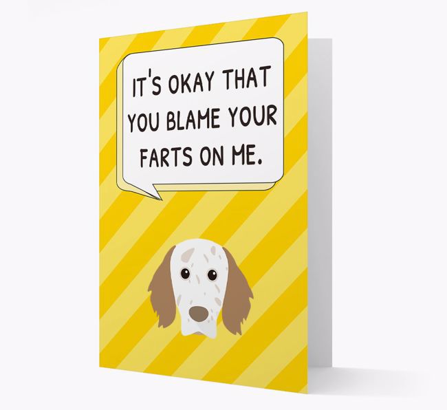 'Blame Your Farts on Me' Card with {breedFullName} Icon