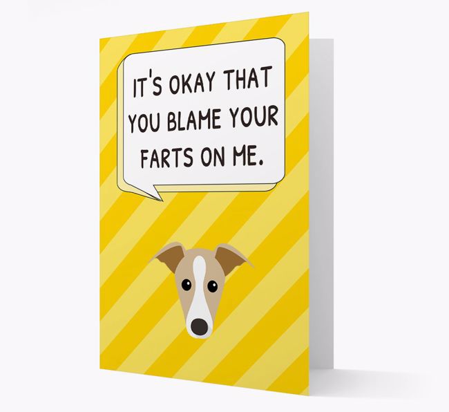 'Blame Your Farts on Me' Card with {breedFullName} Icon