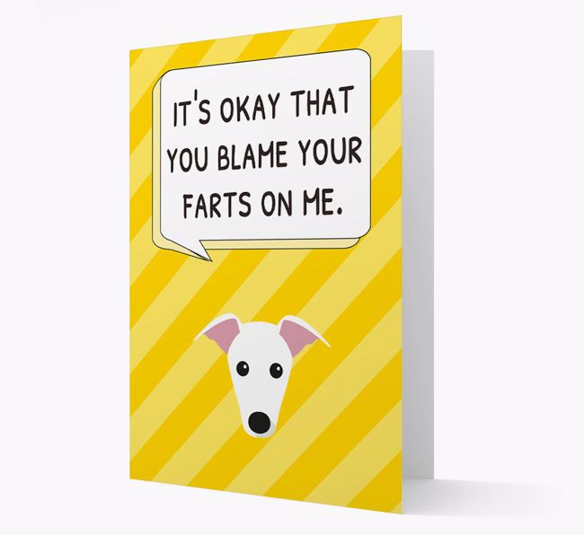 'Blame Your Farts on Me' Card with {breedFullName} Icon