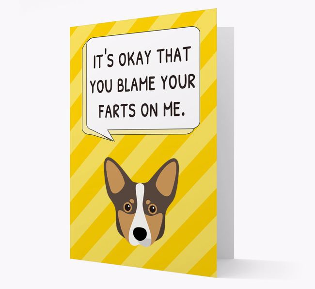 'Blame Your Farts on Me' Card with {breedFullName} Icon