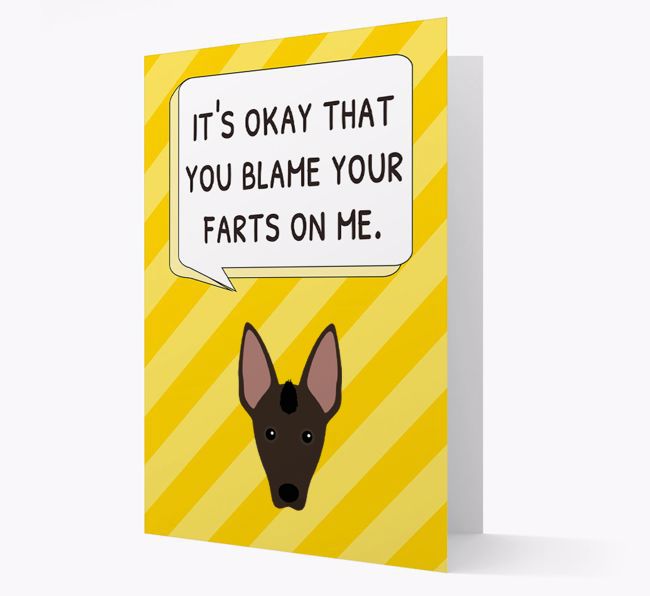 'Blame Your Farts on Me' Card with {breedFullName} Icon