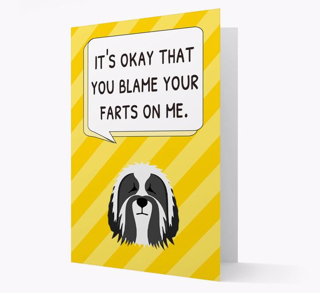 'Blame Your Farts on Me' Card with {breedFullName} Icon