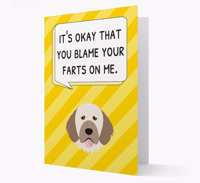 'Blame Your Farts on Me' Card with {breedFullName} Icon