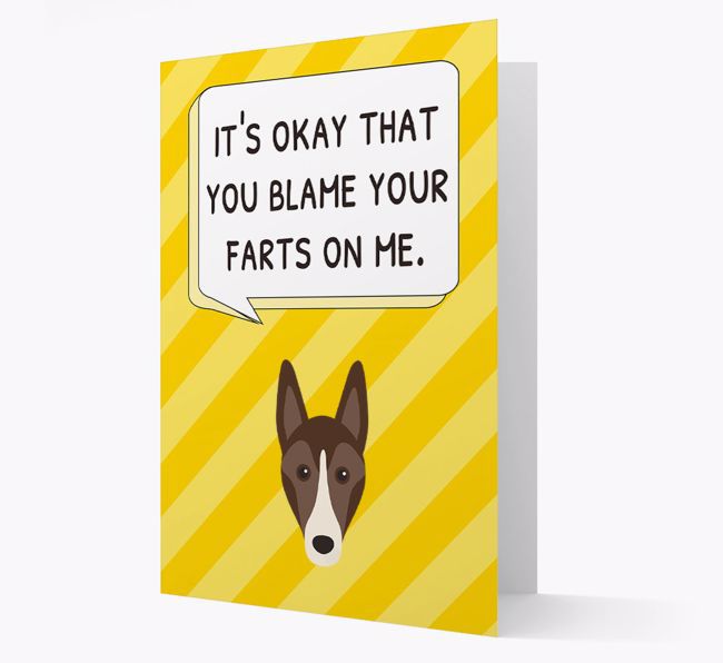 'Blame Your Farts on Me' Card with {breedFullName} Icon