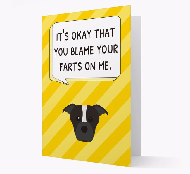 'Blame Your Farts on Me' Card with {breedFullName} Icon