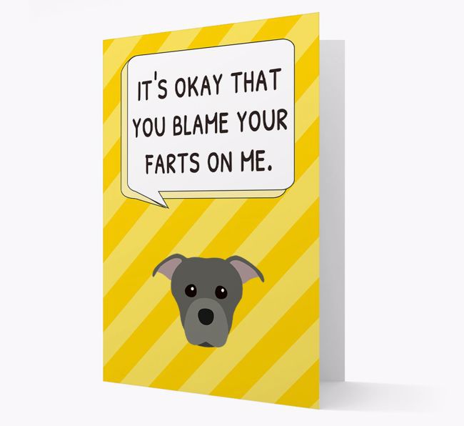 'Blame Your Farts on Me' Card with {breedFullName} Icon