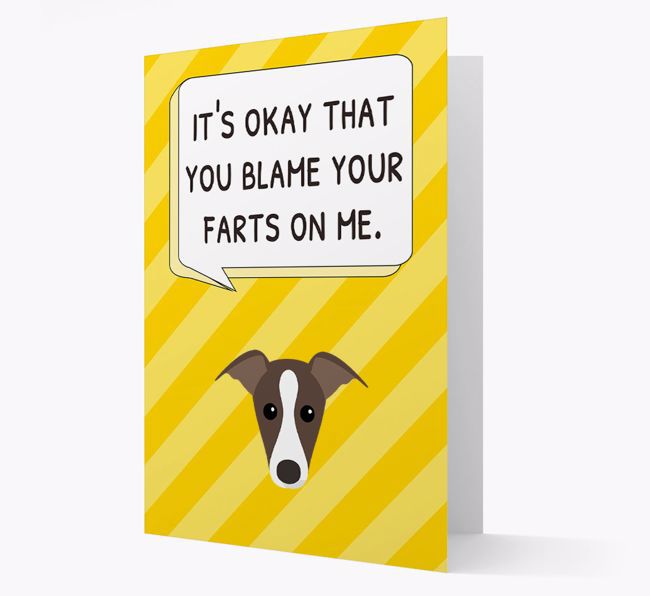 'Blame Your Farts on Me' Card with {breedFullName} Icon