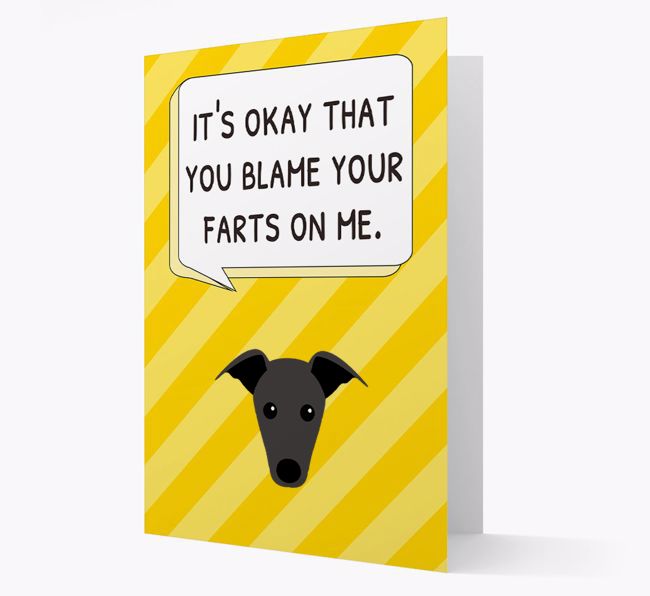 'Blame Your Farts on Me' Card with {breedFullName} Icon