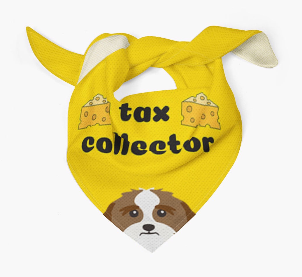 Tax Collector: Personalised {breedFullName} Bandana With Peeking Yappicon Dog Bandana Tied