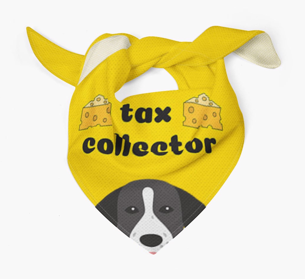 Tax Collector: Personalized {breedFullName} Bandana With Peeking Yappicon Dog Bandana Tied