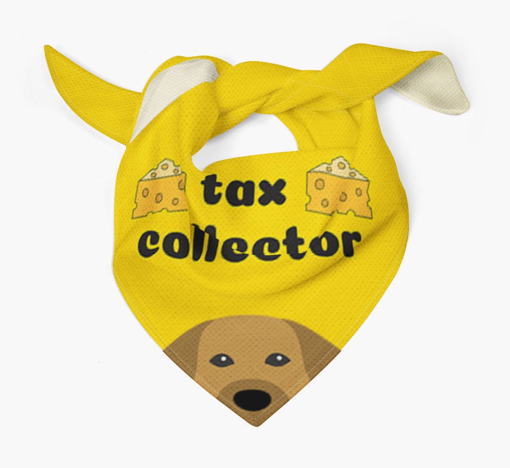 Tax Collector: Personalized {breedFullName} Bandana With Peeking Yappicon Dog Bandana Tied