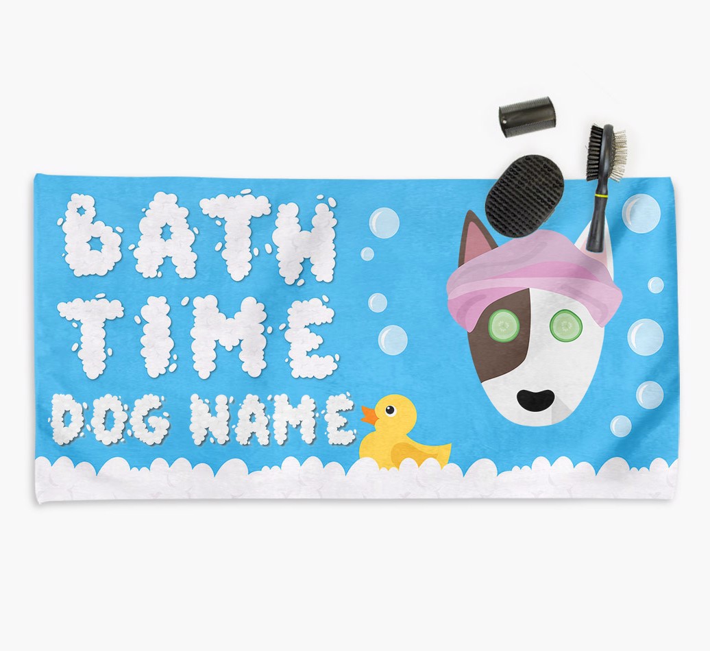 'Bubble Bath Time' Dog Towel for your {breedCommonName}