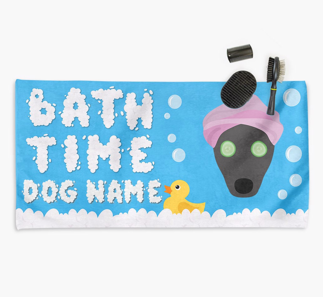 'Bubble Bath Time' Dog Towel for your {breedCommonName}