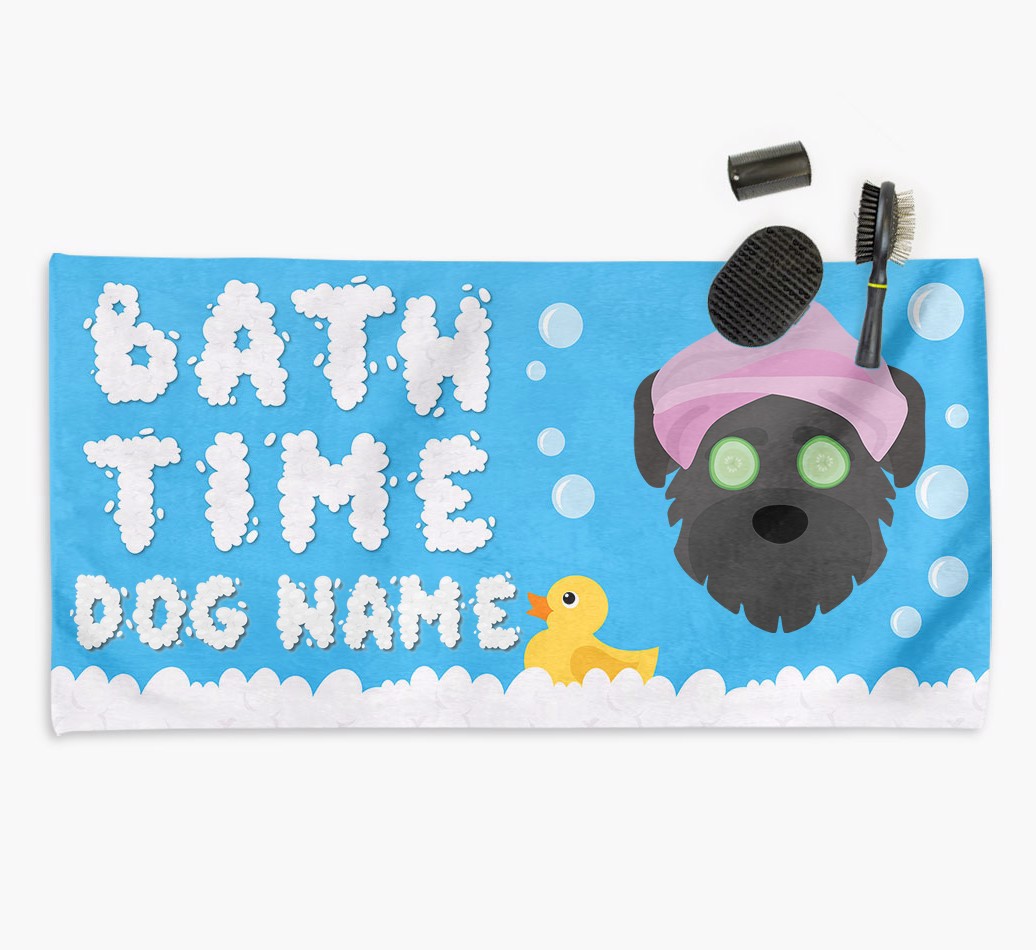 'Bubble Bath Time' Dog Towel for your {breedCommonName}