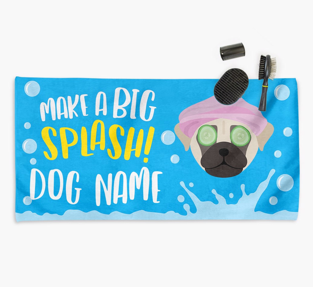 'Make a BIG Splash' - Personalised Towel for your {breedFullName} -  with flip flops