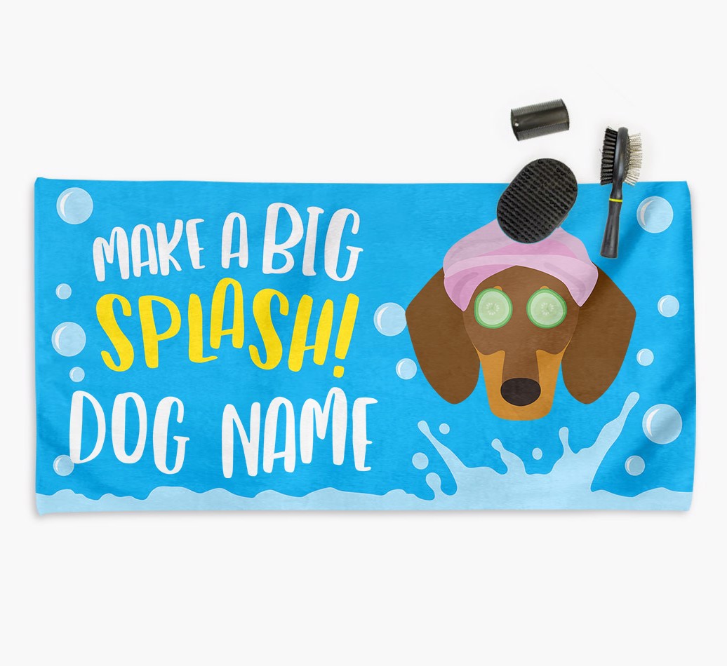 'Make a BIG Splash' - Personalised Towel for your {breedFullName} -  with flip flops