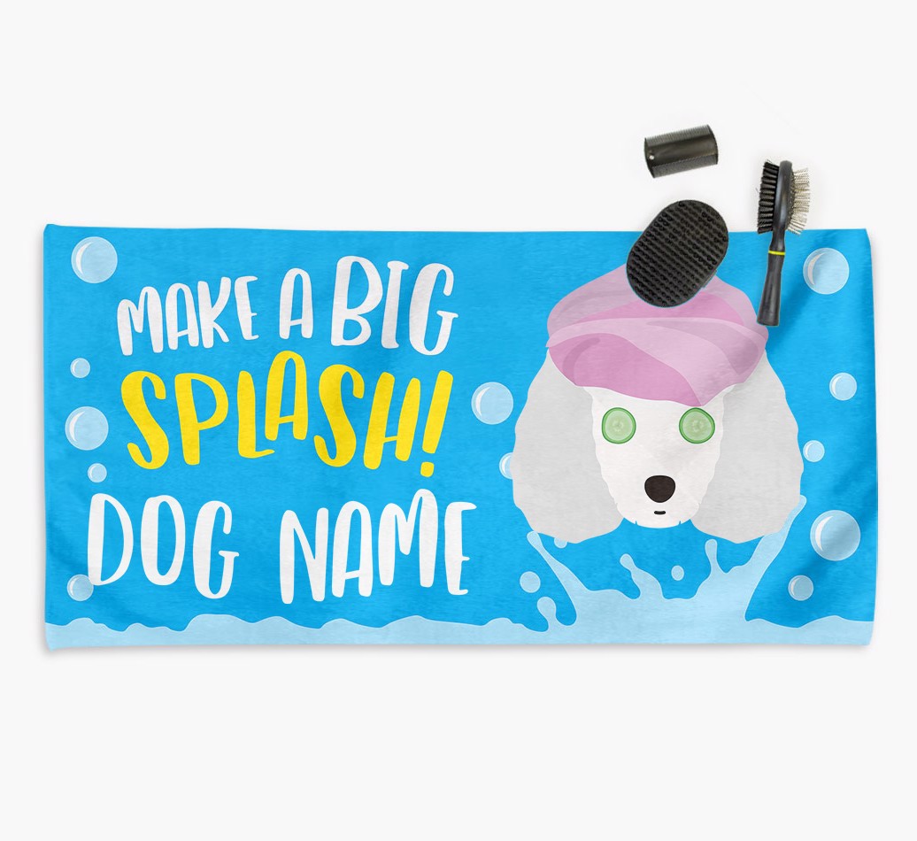 'Make a BIG Splash' - Personalised Towel for your {breedFullName} -  with flip flops