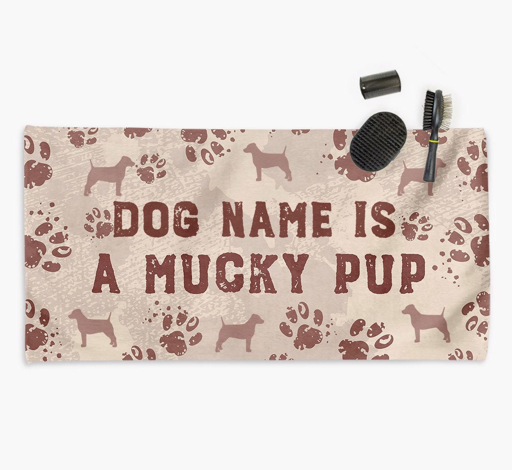 ''Mucky Pup' Towel for your {breedCommonName}