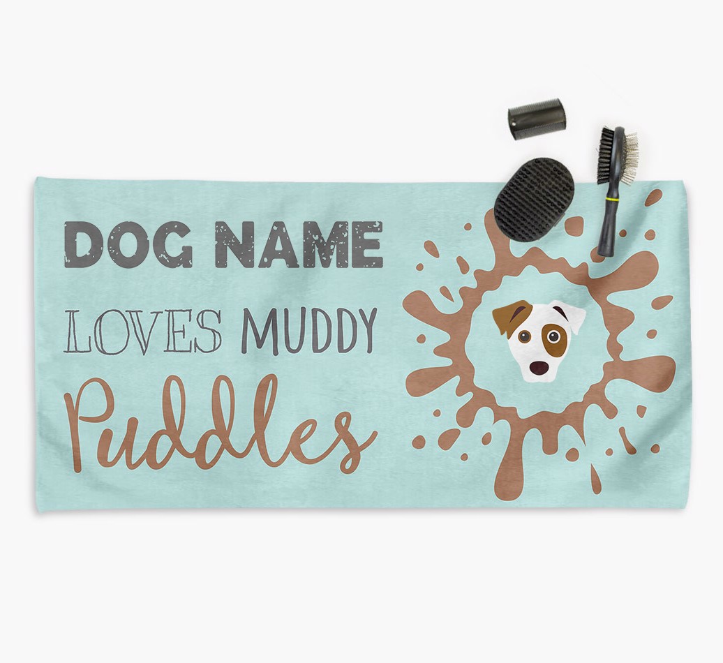 'Muddy Puddles' Dog Towel for your {breedCommonName}
