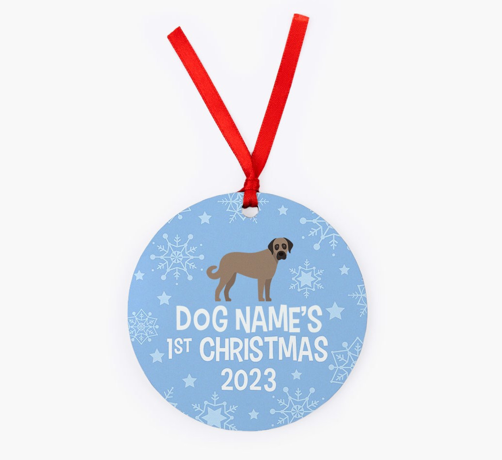 First Christmas 2023: Personalised {breedFullName} Christmas Decoration - Front