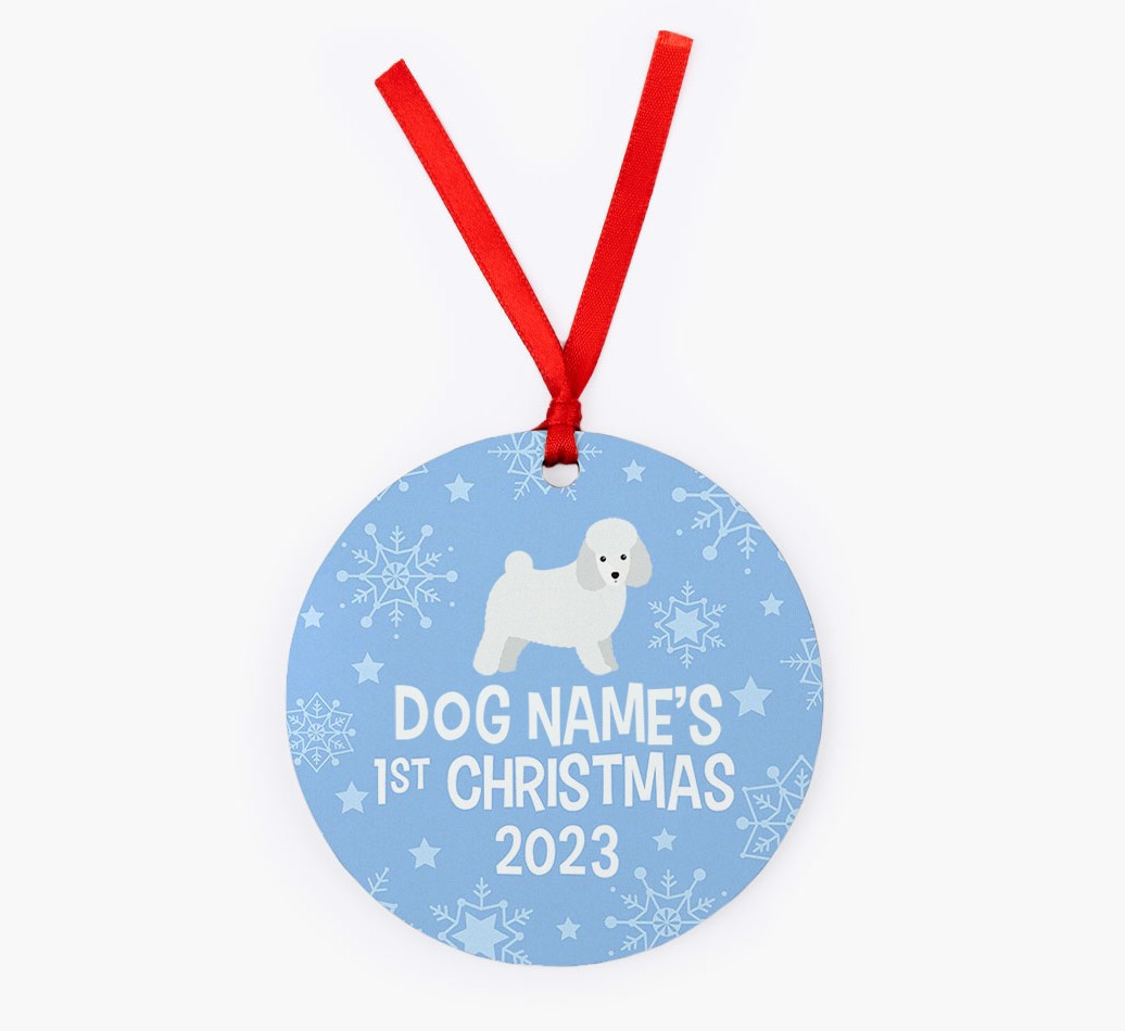 First Christmas 2023: Personalised {breedFullName} Christmas Decoration - Front