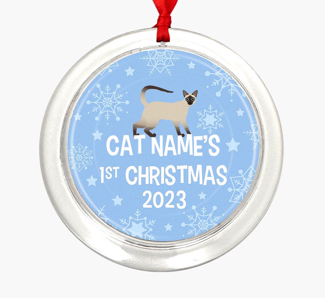 First Christmas 2023: Personalized {breedCommonName} Christmas Decoration - Front