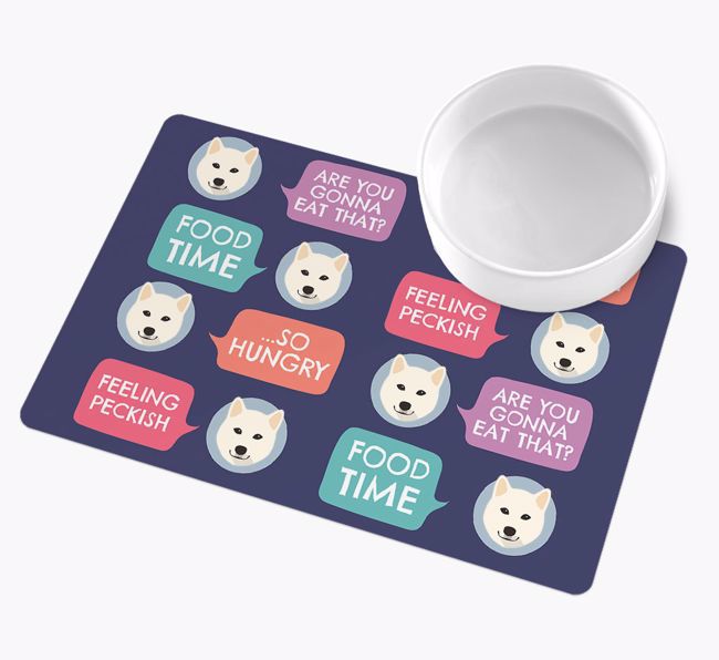 Speech Bubbles: Personalized {breedFullName} Wipe Clean Feeding Mat