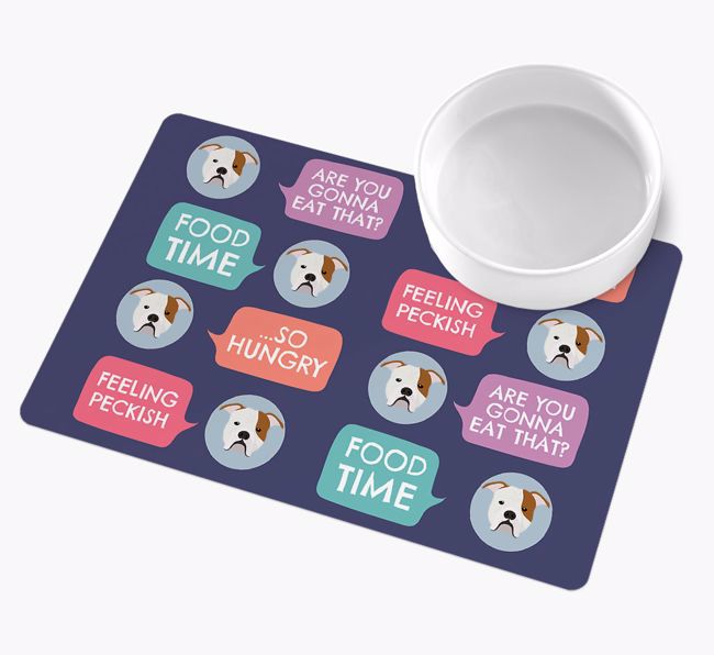 Speech Bubbles: Personalized {breedFullName} Wipe Clean Feeding Mat