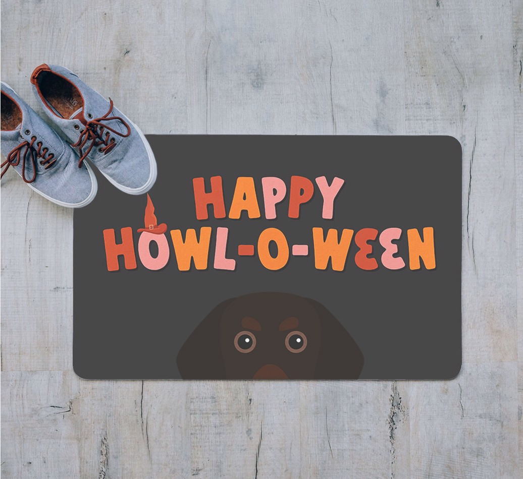 Happy Howl-O-Ween: Personalised {breedFullName} Door Mat