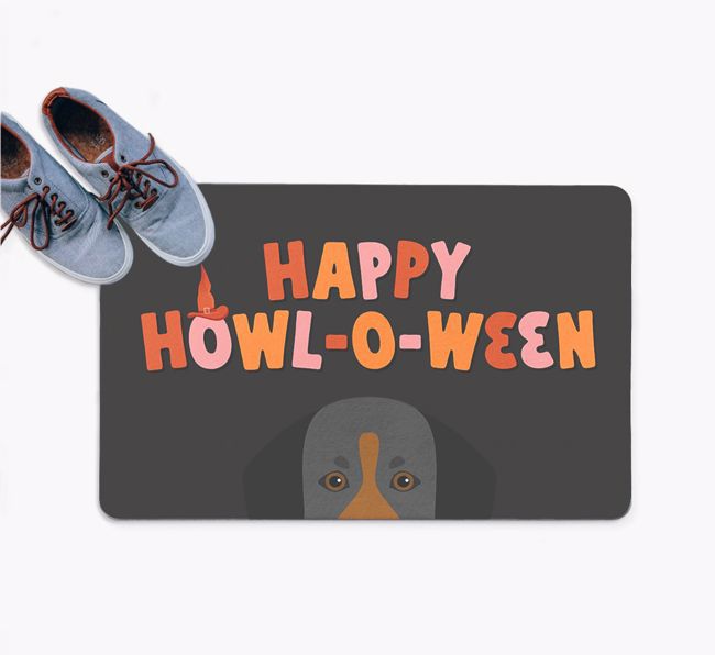 Happy Howl-O-Ween: Personalised {breedFullName} Doormat