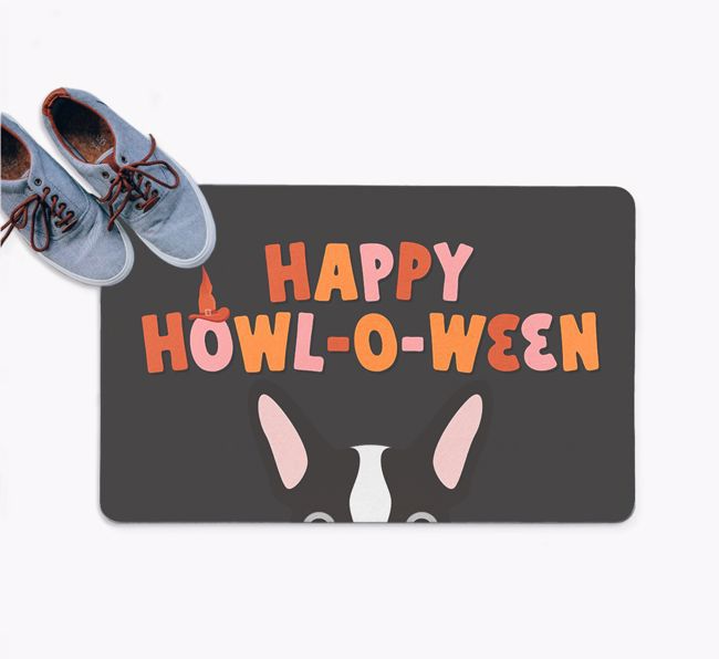 Happy Howl-O-Ween: Personalised {breedFullName} Doormat