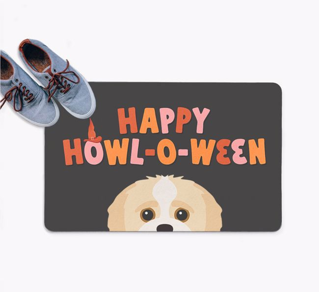 Happy Howl-O-Ween: Personalised {breedFullName} Doormat