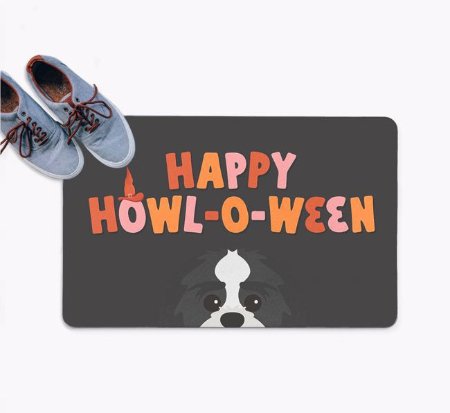 Happy Howl-O-Ween: Personalised {breedFullName} Doormat