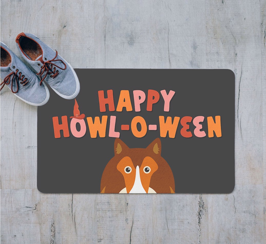 Happy Howl-O-Ween: Personalised {breedFullName} Door Mat