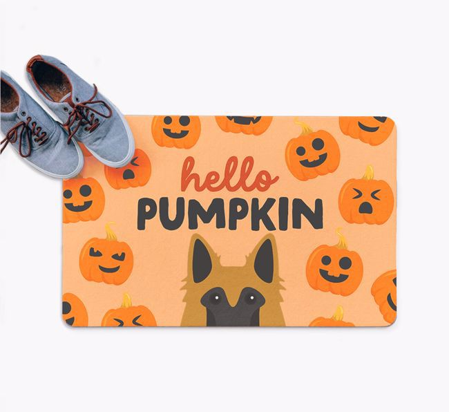 Hello Pumpkin: Personalised {breedFullName} Doormat